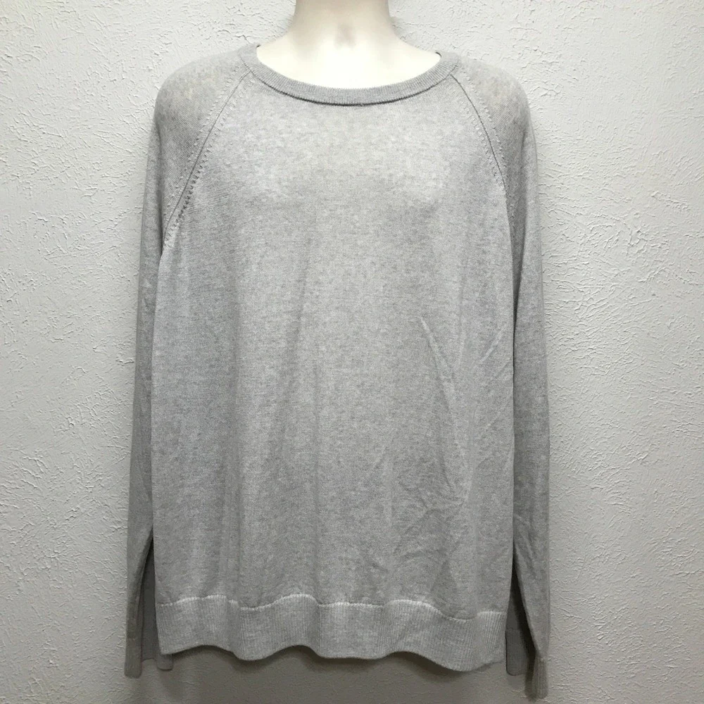 Banana Republic Sweater Mens XXL Gray Merino Wool Crewneck Raglan 404705-00 NWT